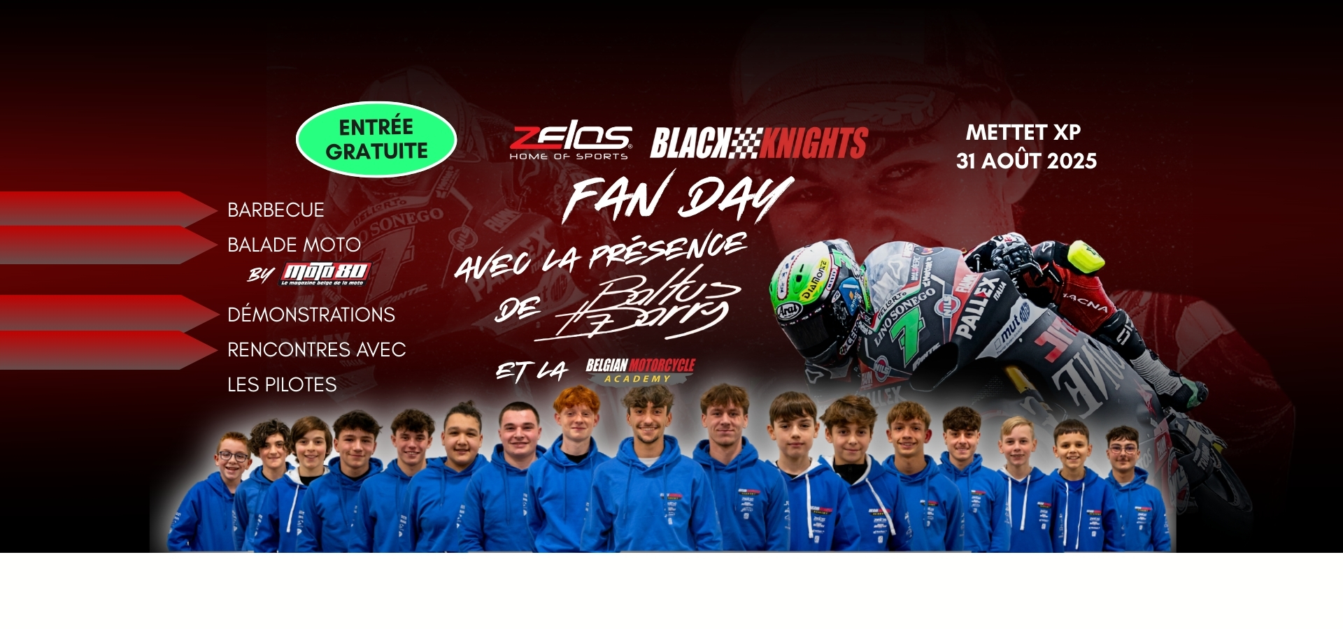 Zelos Black Knights Fan Day - Entrée gratuite pour tous les visiteurs ! 